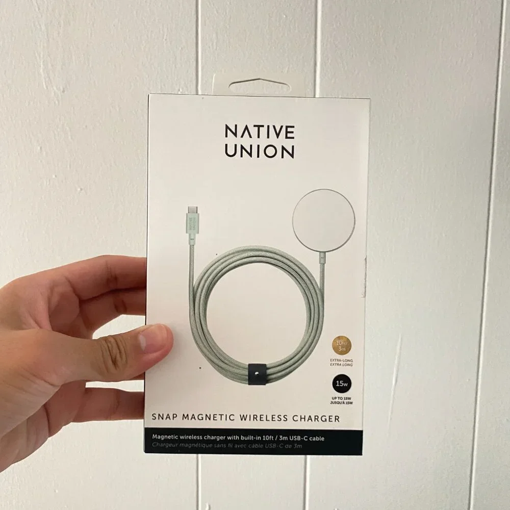 Native Union Snap Magnetic Wireless Charger 10ft USB-C Sage iPhone 12 or later